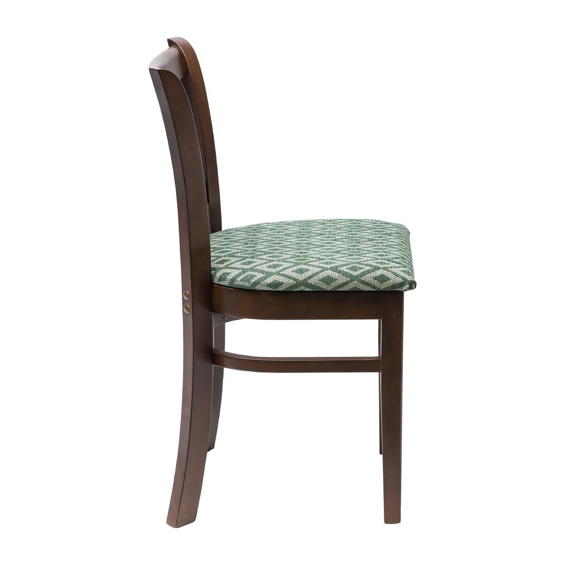 Manhattan Dark Walnut Dining Chair with Green Diamond Padded Seat (Pack of 2)