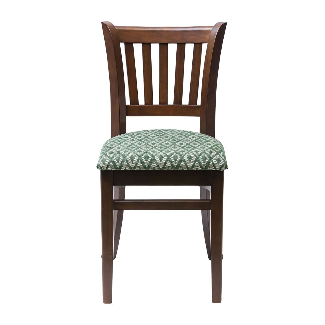 Manhattan Dark Walnut Dining Chair with Green Diamond Padded Seat (Pack of 2)