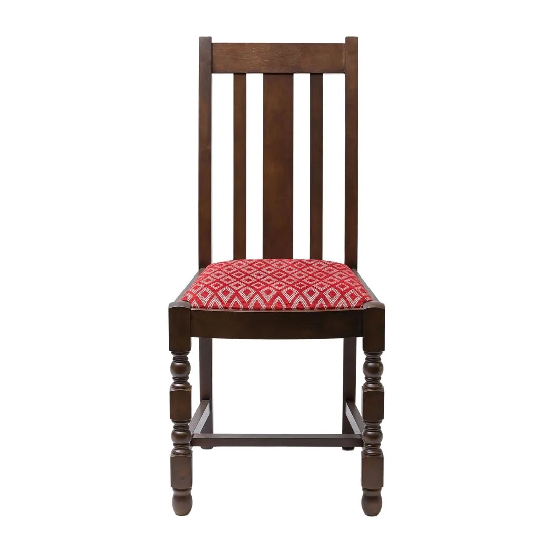 Mayfair Dark Wood High Back Dining Chair with Red Diamond Padded Seat (Pack of 2) - Image 2