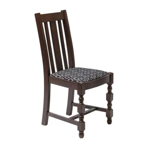 Mayfair Dark Wood High Back Dining Chair with Black Diamond Padded Seat (Pack of 2)