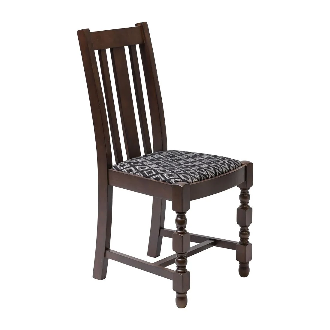 Mayfair Dark Wood High Back Dining Chair with Black Diamond Padded Seat (Pack of 2)