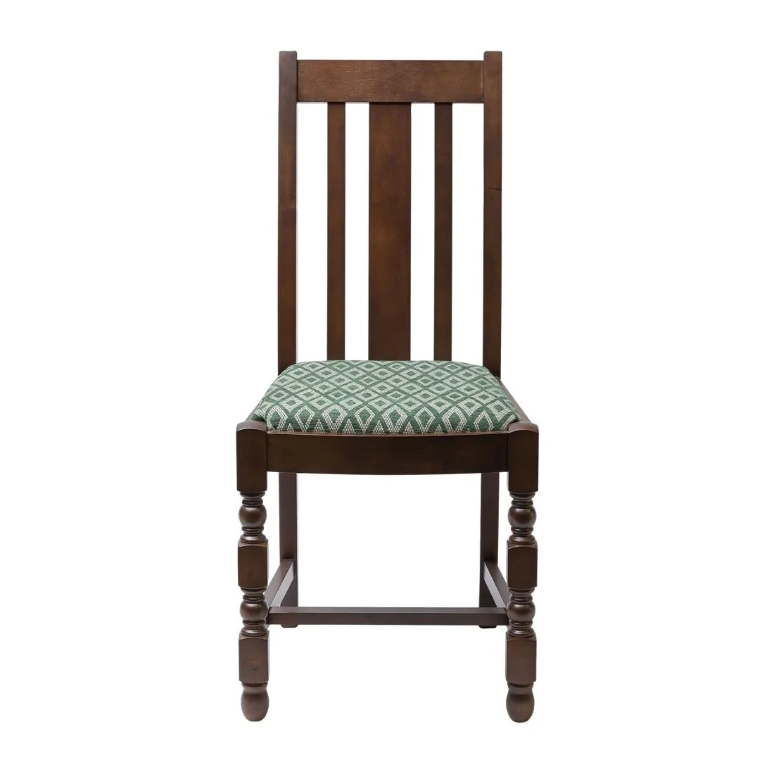 Mayfair Dark Wood High Back Dining Chair with Green Diamond Padded Seat (Pack of 2) - Image 3