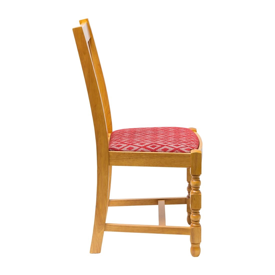 Mayfair Soft Oak High Back Dining Chair with Red Diamond Padded Seat (Pack of 2)