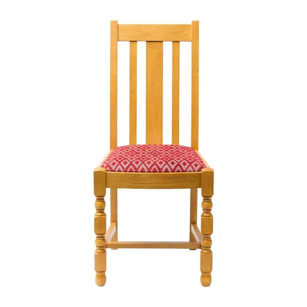 Mayfair Soft Oak High Back Dining Chair with Red Diamond Padded Seat (Pack of 2)