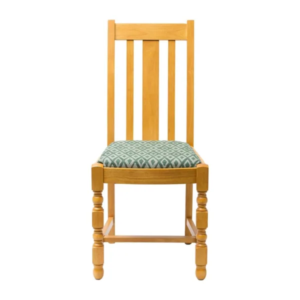 Mayfair Soft Oak High Back Dining Chair with Green Diamond Padded Seat (Pack of 2)