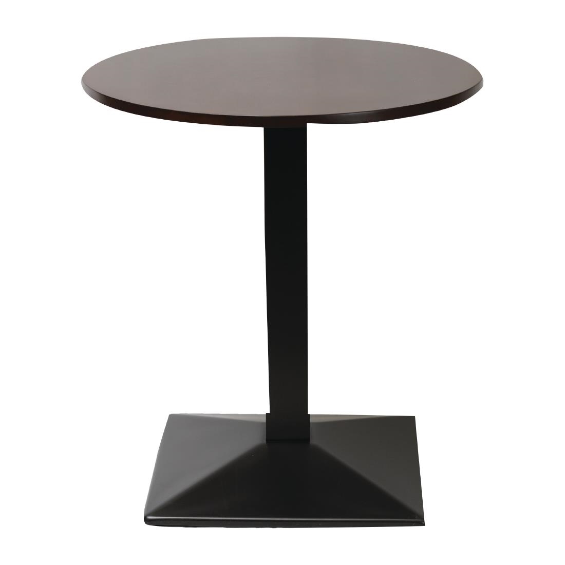 Turin Metal Base Pedestal Round Table with Dark Wood Top 700mm