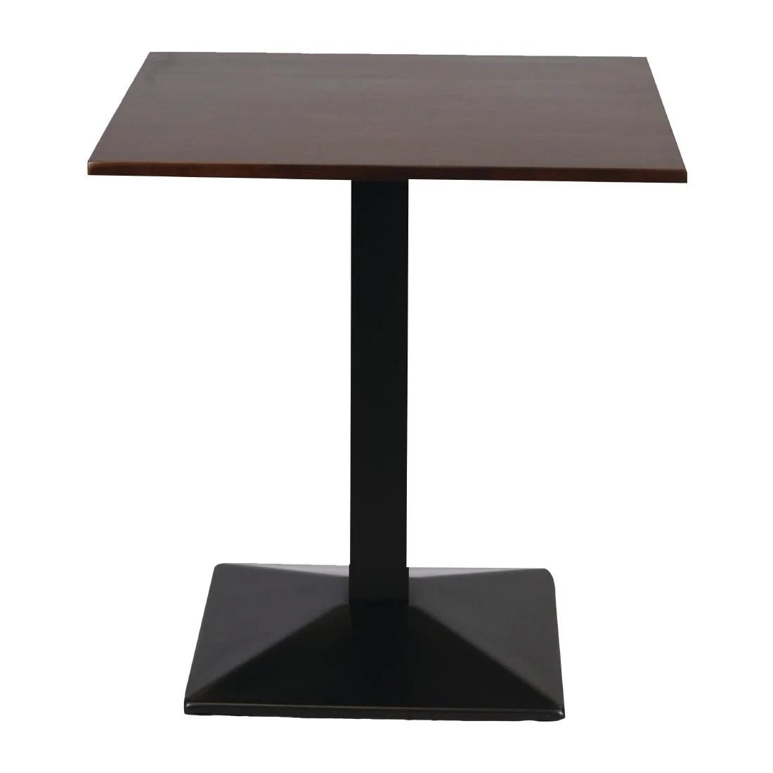 Turin Metal Base Pedestal Square Table with Dark Wood Top 700x700mm - Image 2
