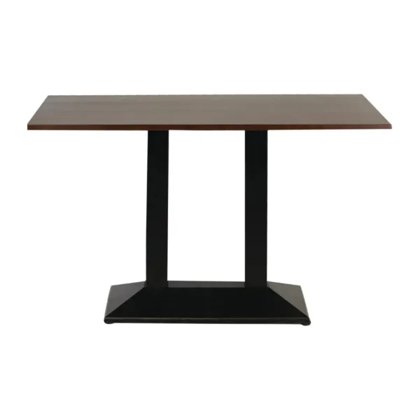 Turin Metal Base Pedestal Rectangle Table with Dark Wood Top 1200x700mm