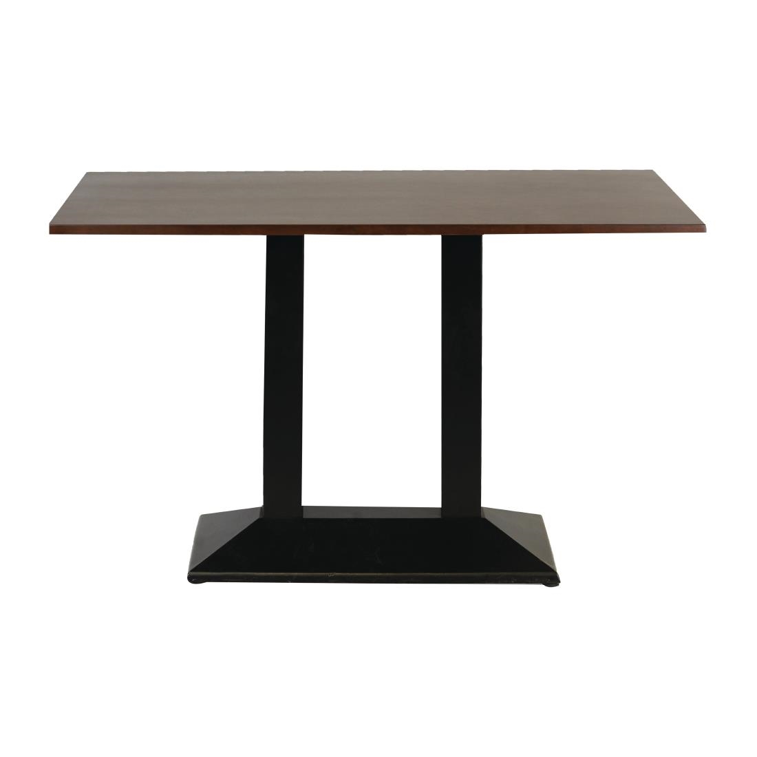 Turin Metal Base Pedestal Rectangle Table with Dark Wood Top 1200x700mm