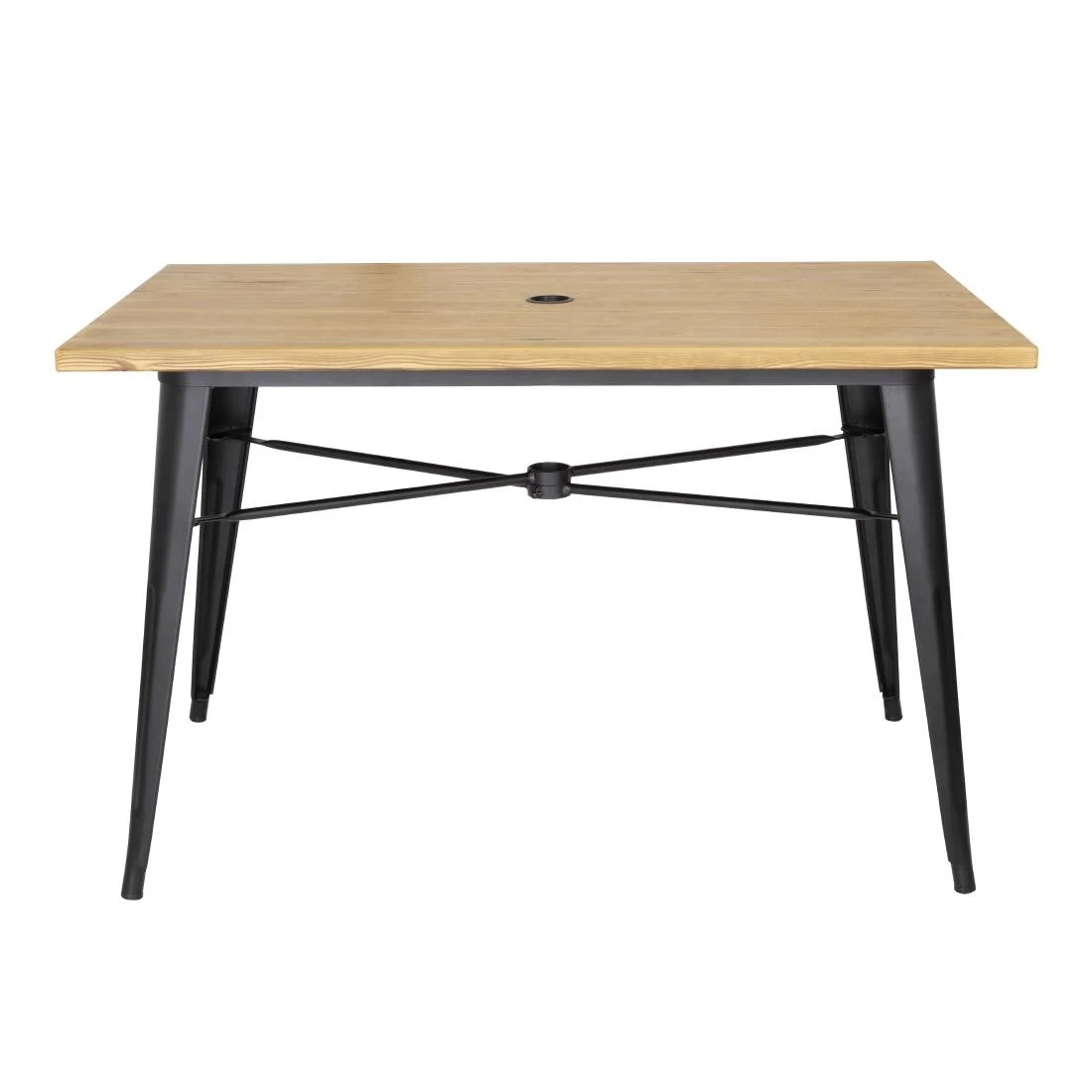 Bolero Complete Outdoor Aluminium Table 120x76x76cm - Light Wood Effect Finish - Image 2
