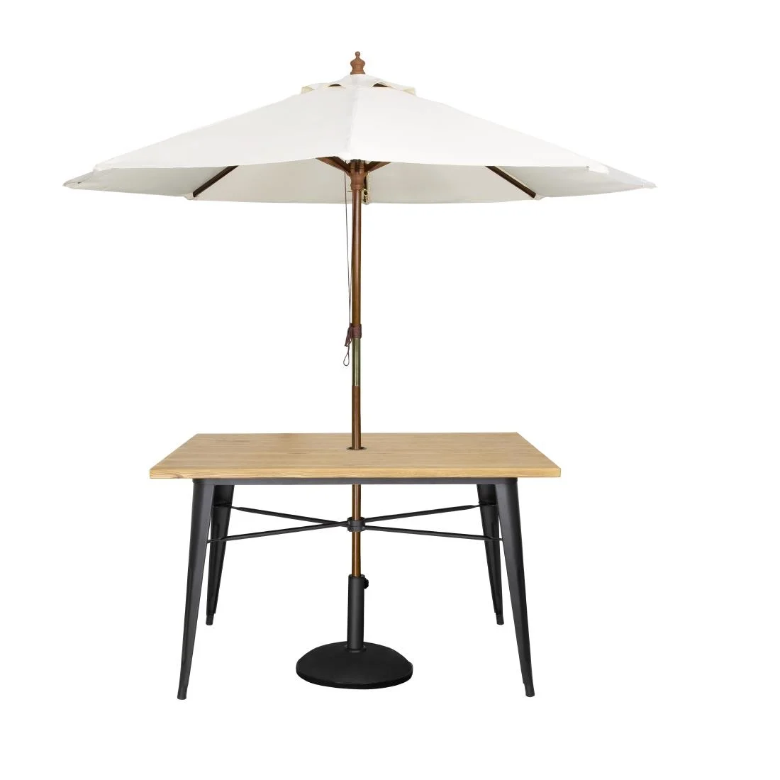 Bolero Complete Outdoor Aluminium Table 120x76x76cm - Light Wood Effect Finish - Image 6