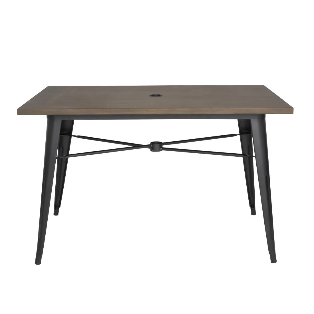 Bolero Complete Outdoor Aluminium Table 120x76x76cm - Dark Wood Effect Finish - Image 2