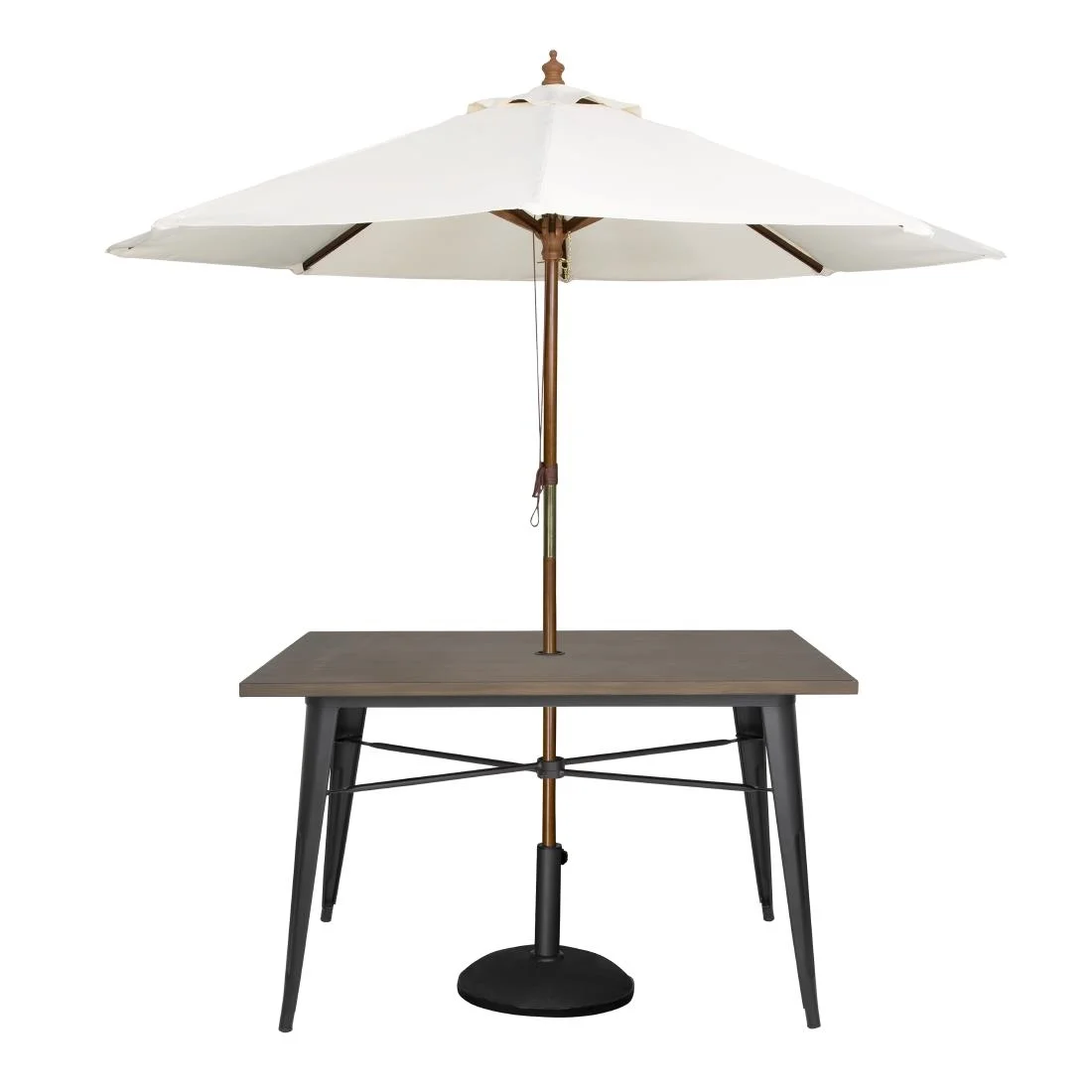 Bolero Complete Outdoor Aluminium Table 120x76x76cm - Dark Wood Effect Finish - Image 6