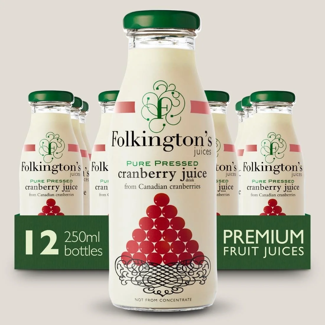 Folkington's Juices Cranberry Glass Bottle 250ml (12 Pack) - Image 4
