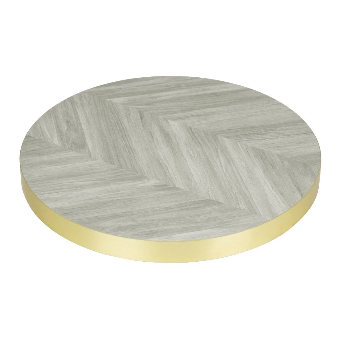 Bolero Pre-Drilled Round Table Top Chevron Design 600mm - Image 2