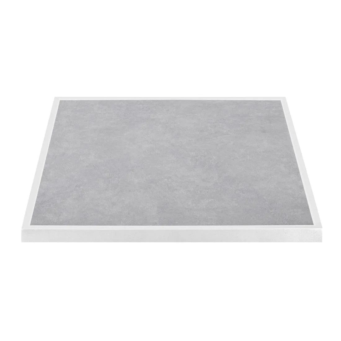Bolero Light Grey Stone Effect Outdoor Tempered Glass Table Top White Trim 700mm - Image 2