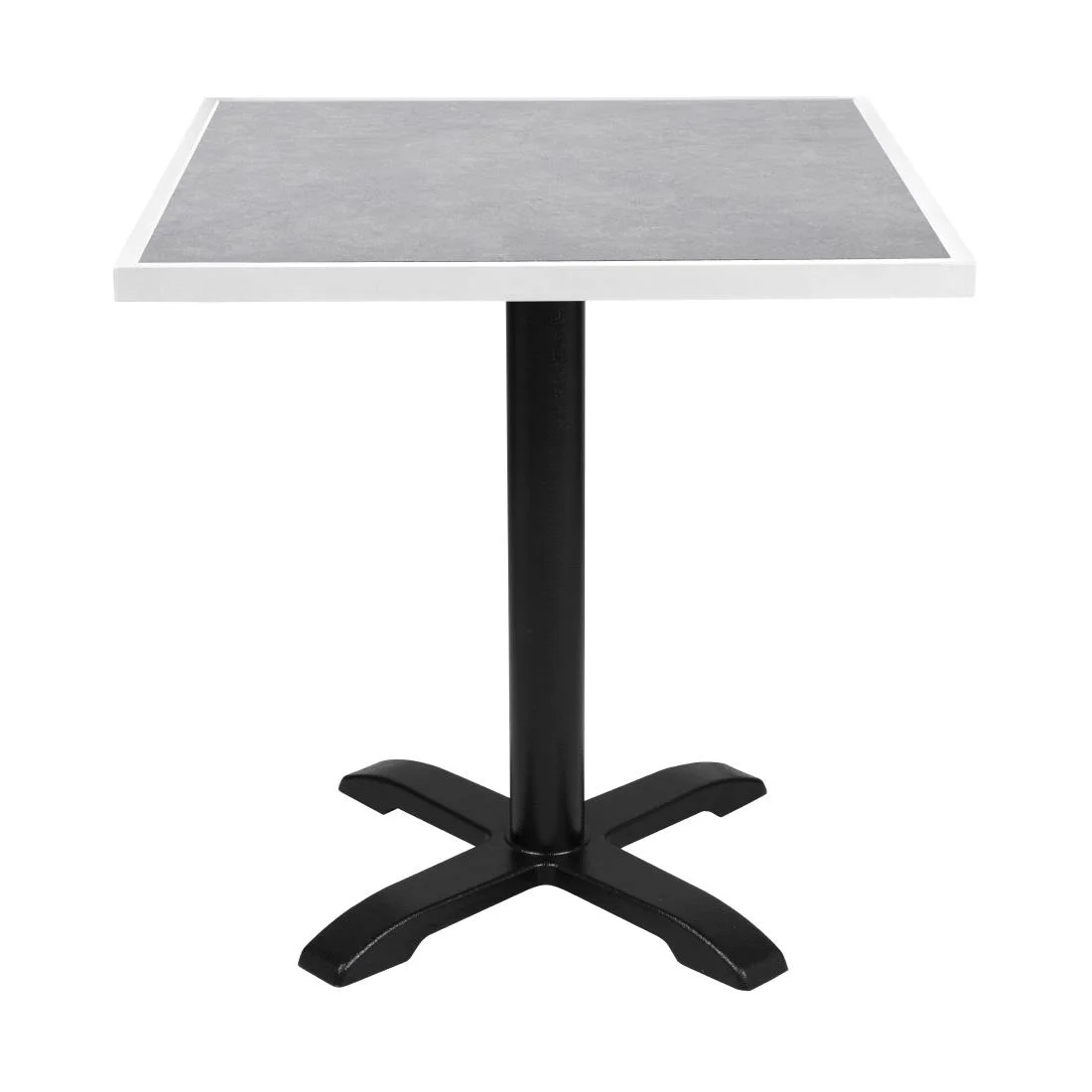 Bolero Light Grey Stone Effect Outdoor Tempered Glass Table Top White Trim 700mm - Image 5