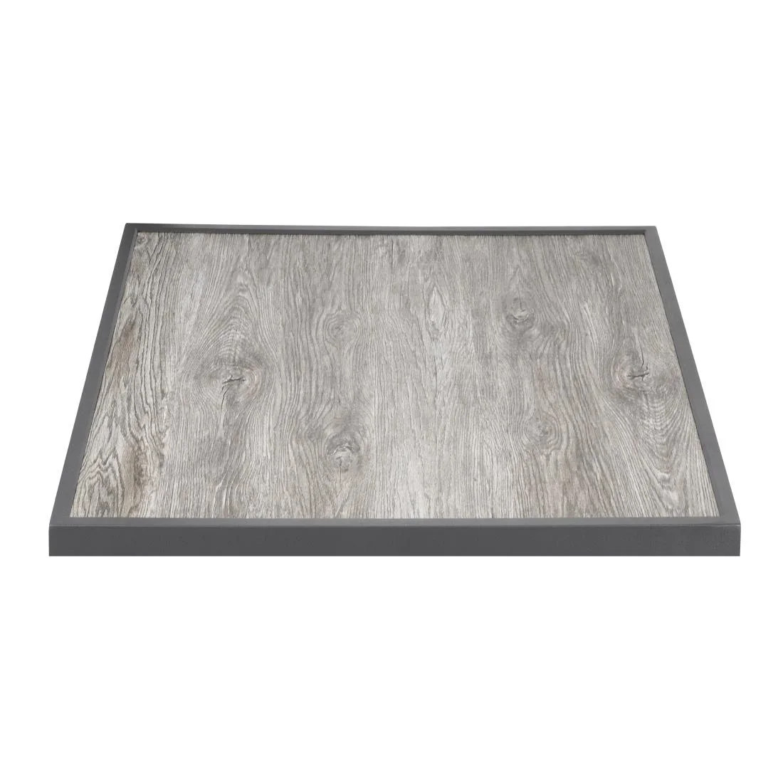 Bolero Wood Grain Effect Outdoor Tempered Glass Table Top Grey Trim 700mm - Image 2