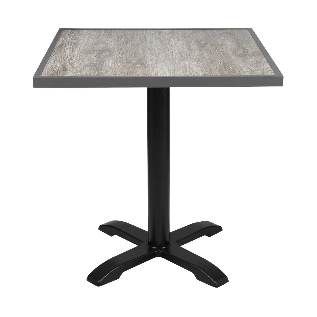 Bolero Wood Grain Effect Outdoor Tempered Glass Table Top Grey Trim 700mm - Image 5
