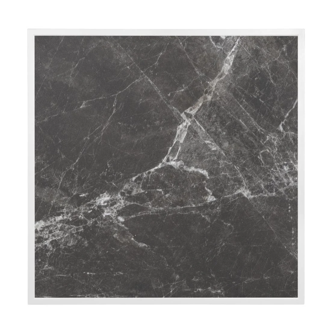 Bolero Dark Granite Effect Outdoor Tempered Glass Table Top White Trim 700mm - Image 2