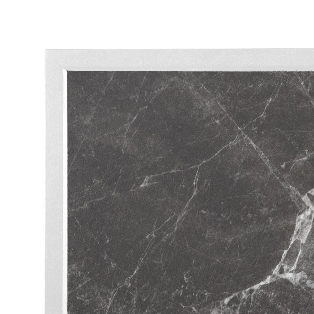 Bolero Dark Granite Effect Outdoor Tempered Glass Table Top White Trim 700mm - Image 3