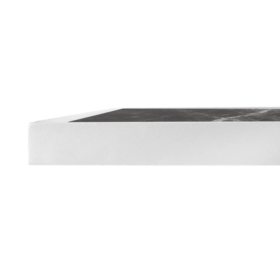 Bolero Dark Granite Effect Outdoor Tempered Glass Table Top White Trim 700mm - Image 4