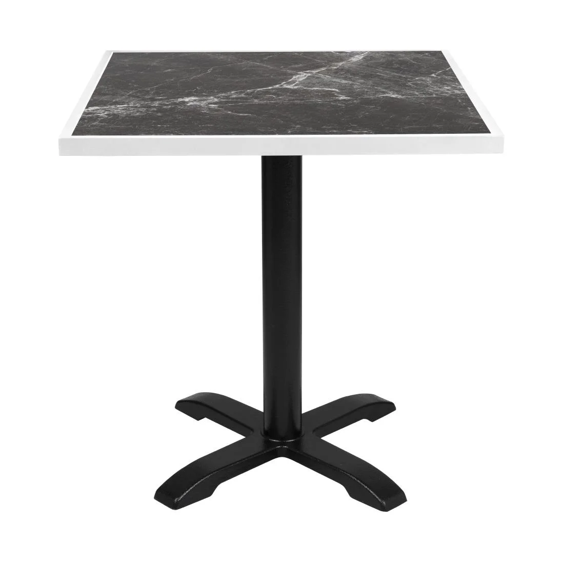 Bolero Dark Granite Effect Outdoor Tempered Glass Table Top White Trim 700mm - Image 5