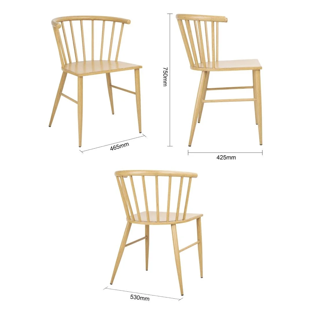 Bolero Harrowdene Metal Side Chairs Wood Effect (Pack of 2) - Image 6