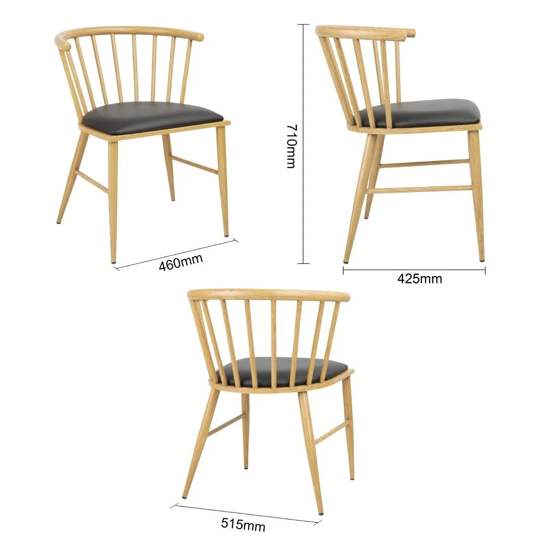 Bolero Harrowdene Padded Metal Side Chairs Wood Effect (Pack of 2) - Image 7