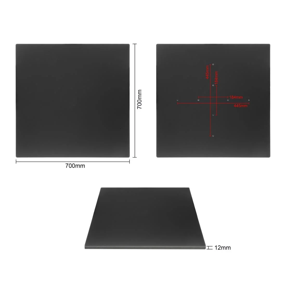 Bolero Matte Black Square Outdoor Table Top 700mm - Image 4
