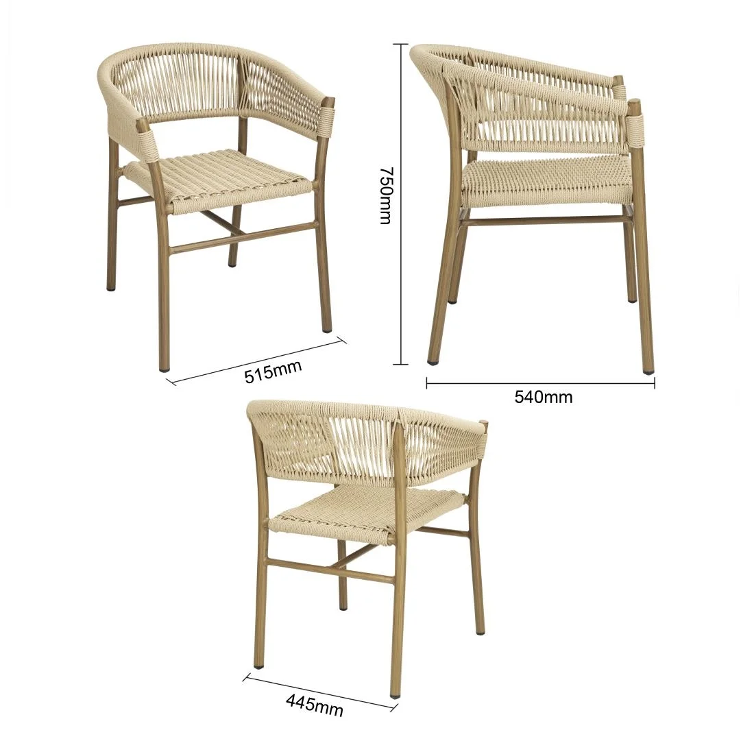 Bolero Florence Natural Rope Twist Wicker Chairs (Pack of 2) - Image 6