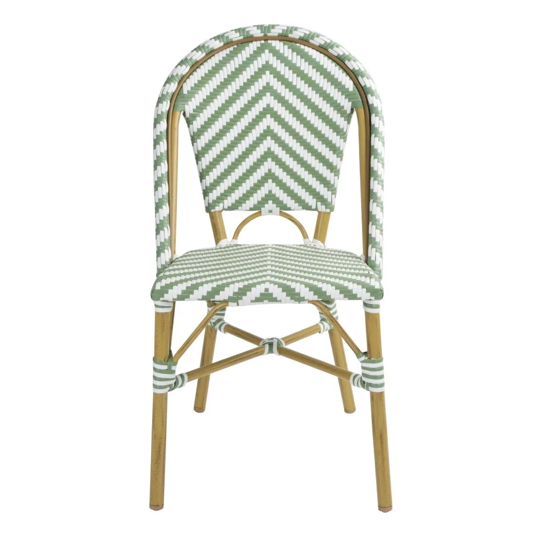 Bolero Parisian Style Rattan Side Chair Light Green (Pack of 2) - Image 2