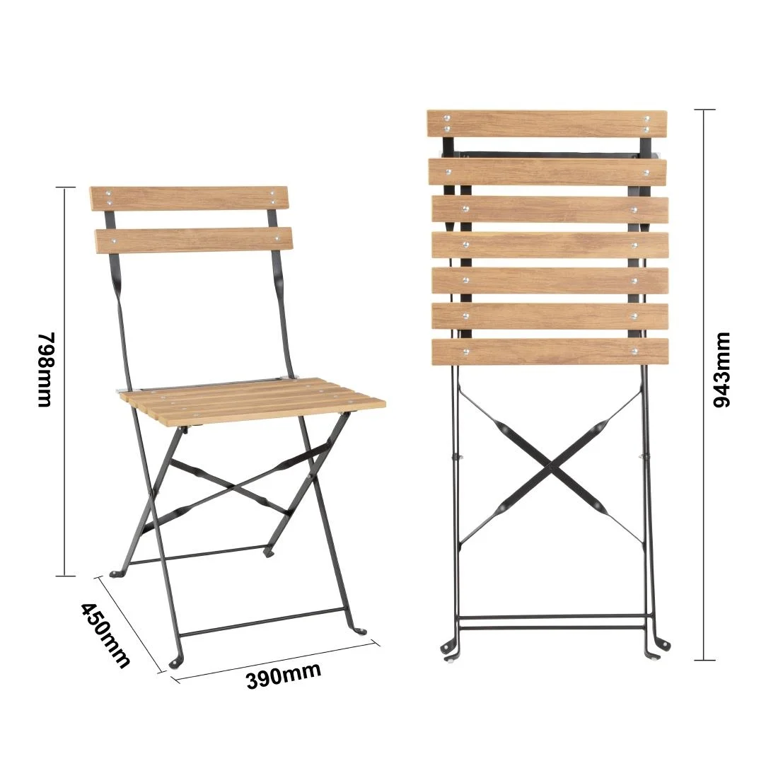Bolero Perth Pavement Style Folding Chairs Wood Effect (Pack of 2) - Image 11