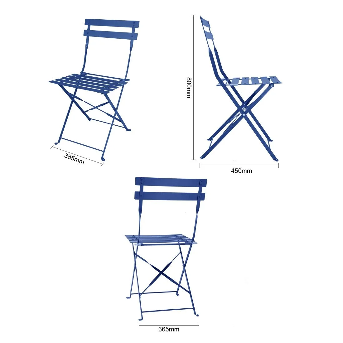 Bolero Perth Pavement Style Folding Chairs Dark Navy (Pack of 2) - Image 11