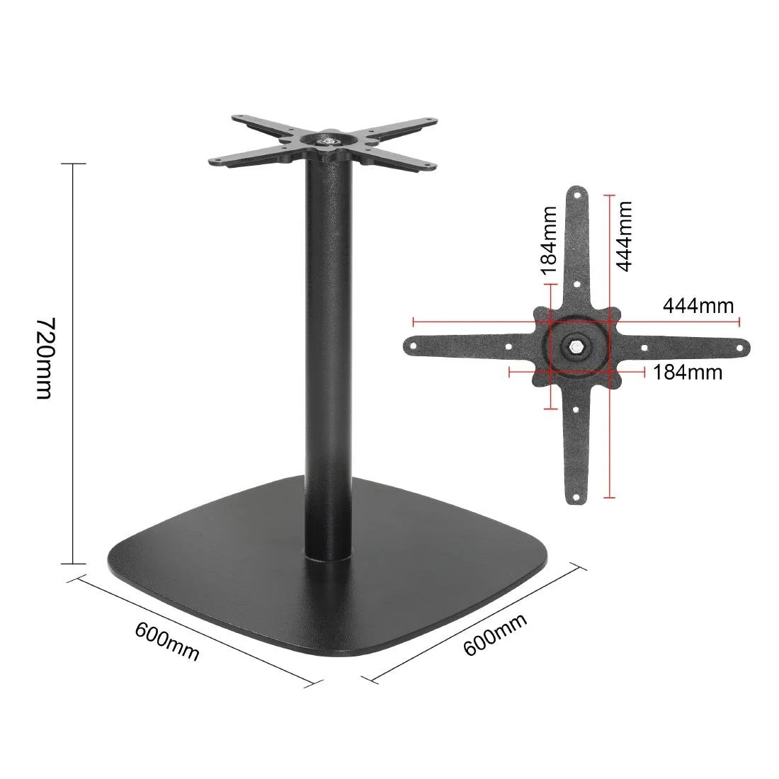 Bolero Black Cast Iron Table Base 720x600mm - Image 5
