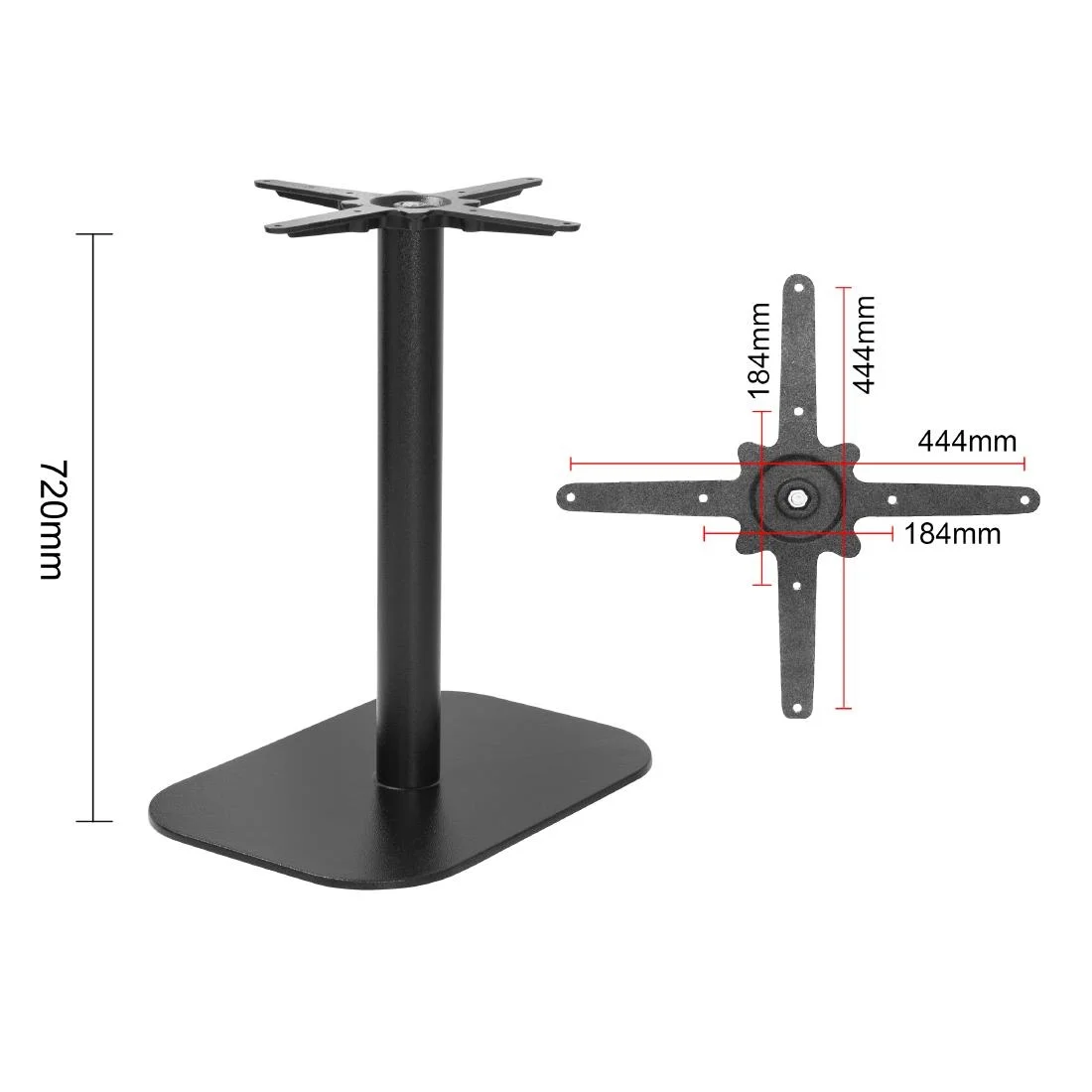 Bolero Black Cast Iron Table Base 720x420x600mm - Image 5