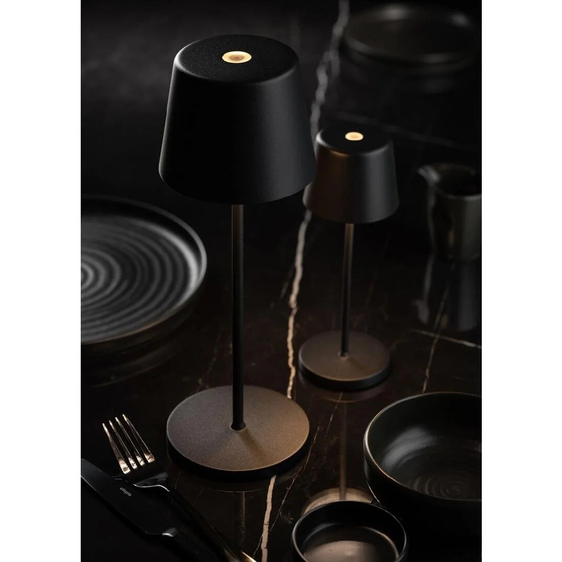 Utopia Bermuda LED Cordless Table Lamp 320mm Black (6 Pack) - Image 2