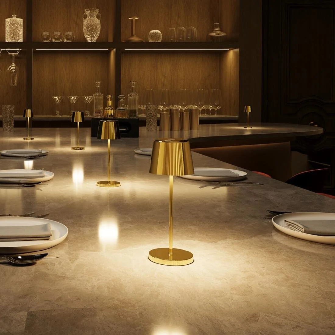 Utopia Bermuda Micro LED Cordless Table Lamp 210mm Gold (6 Pack) - Image 3