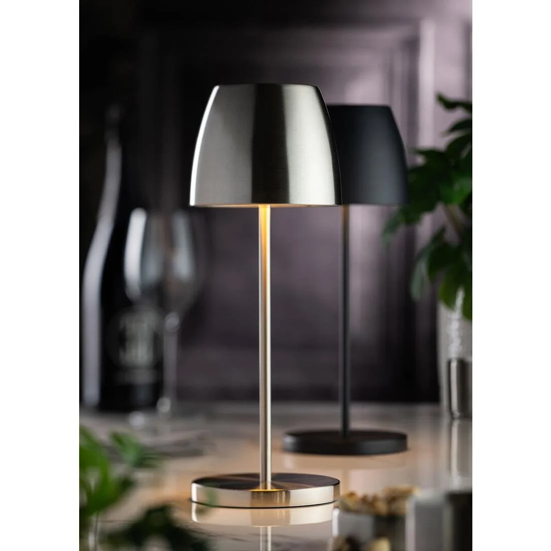 Utopia Montserrat LED Cordless Table Lamp 300mm Brushed Silver (6 Pack) - Image 2