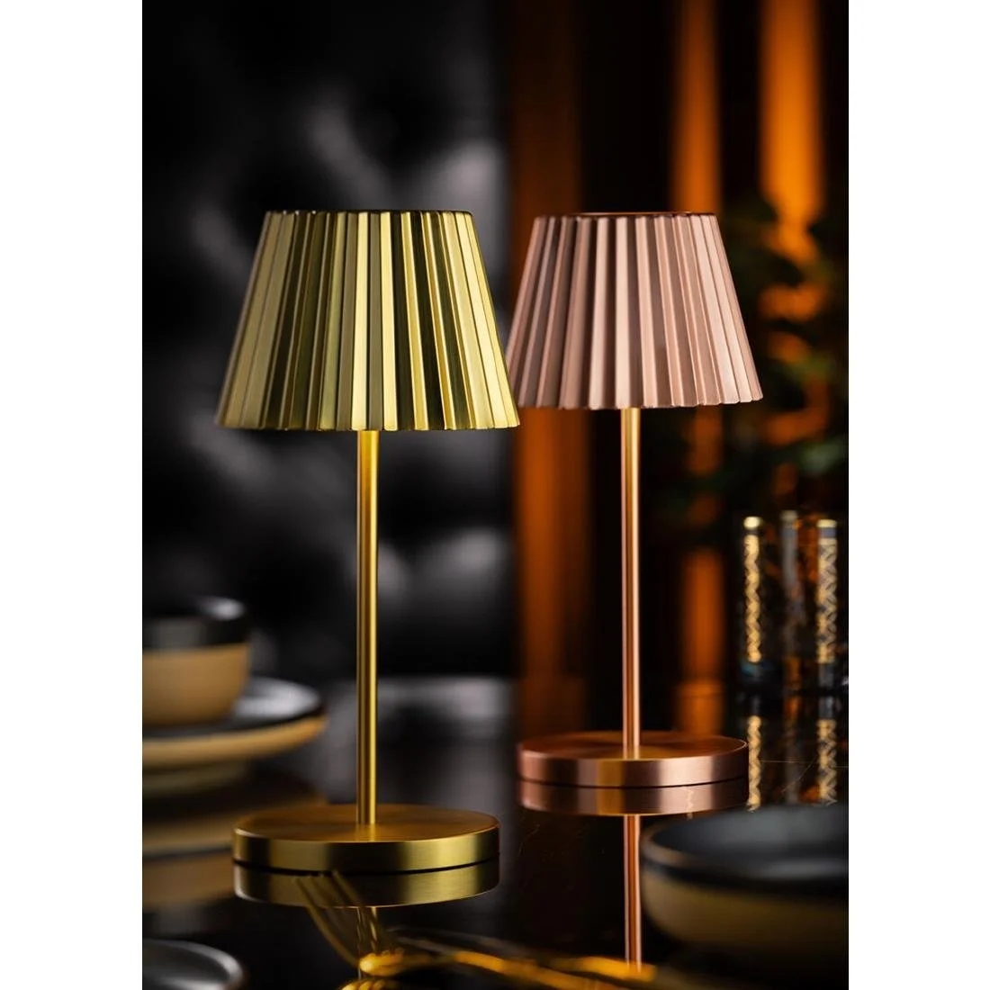 Utopia Dominica LED Cordless Table Lamp 260mm Brushed Gold (6 Pack) - Image 3