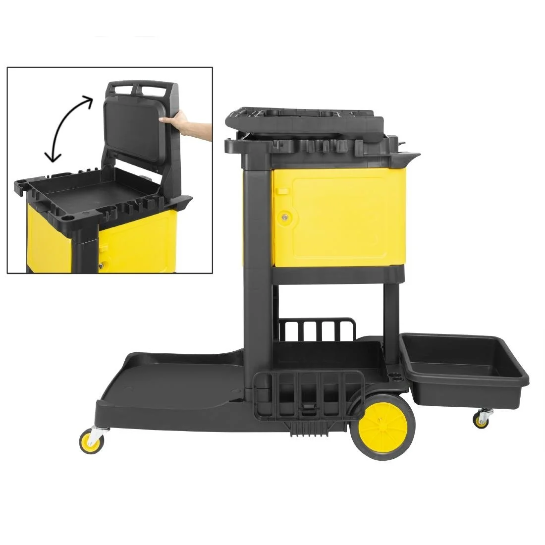 Jantex Cleaning Trolley Black with Lockable Cabinet - Image 7