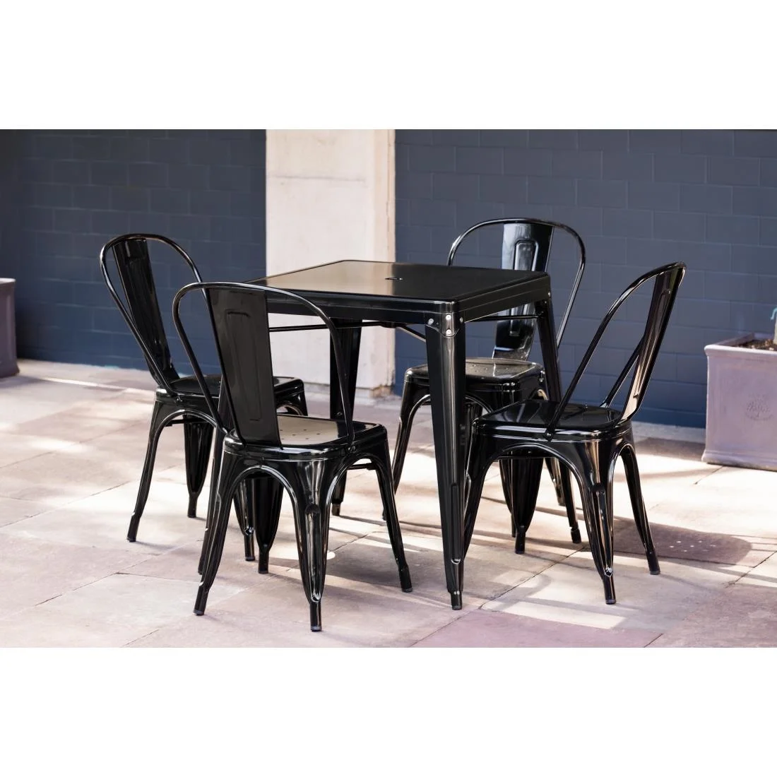 Bolero Bistro Steel Square Table Black 668mm (Single) - Image 4