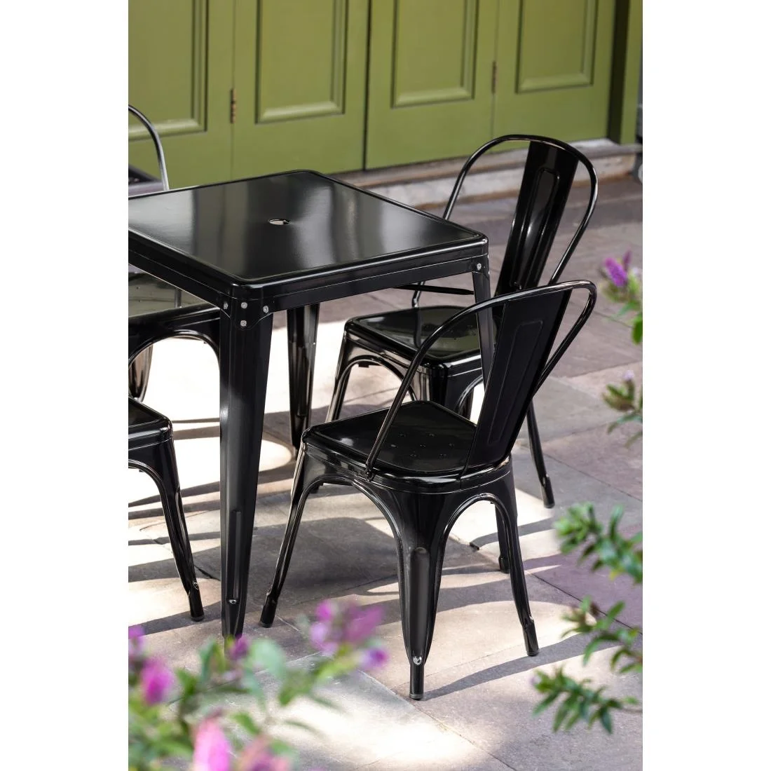 Bolero Bistro Steel Square Table Black 668mm (Single) - Image 5