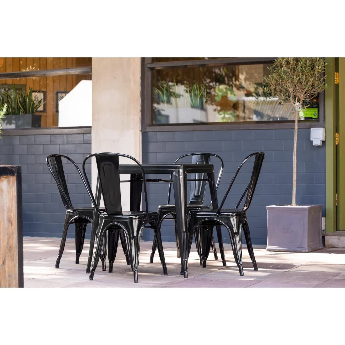 Bolero Bistro Steel Square Table Black 668mm (Single) - Image 3