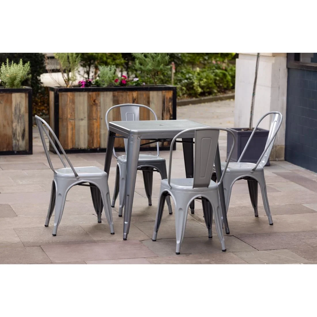Bolero Bistro Steel Side Chairs Grey (Pack of 4) - Image 6