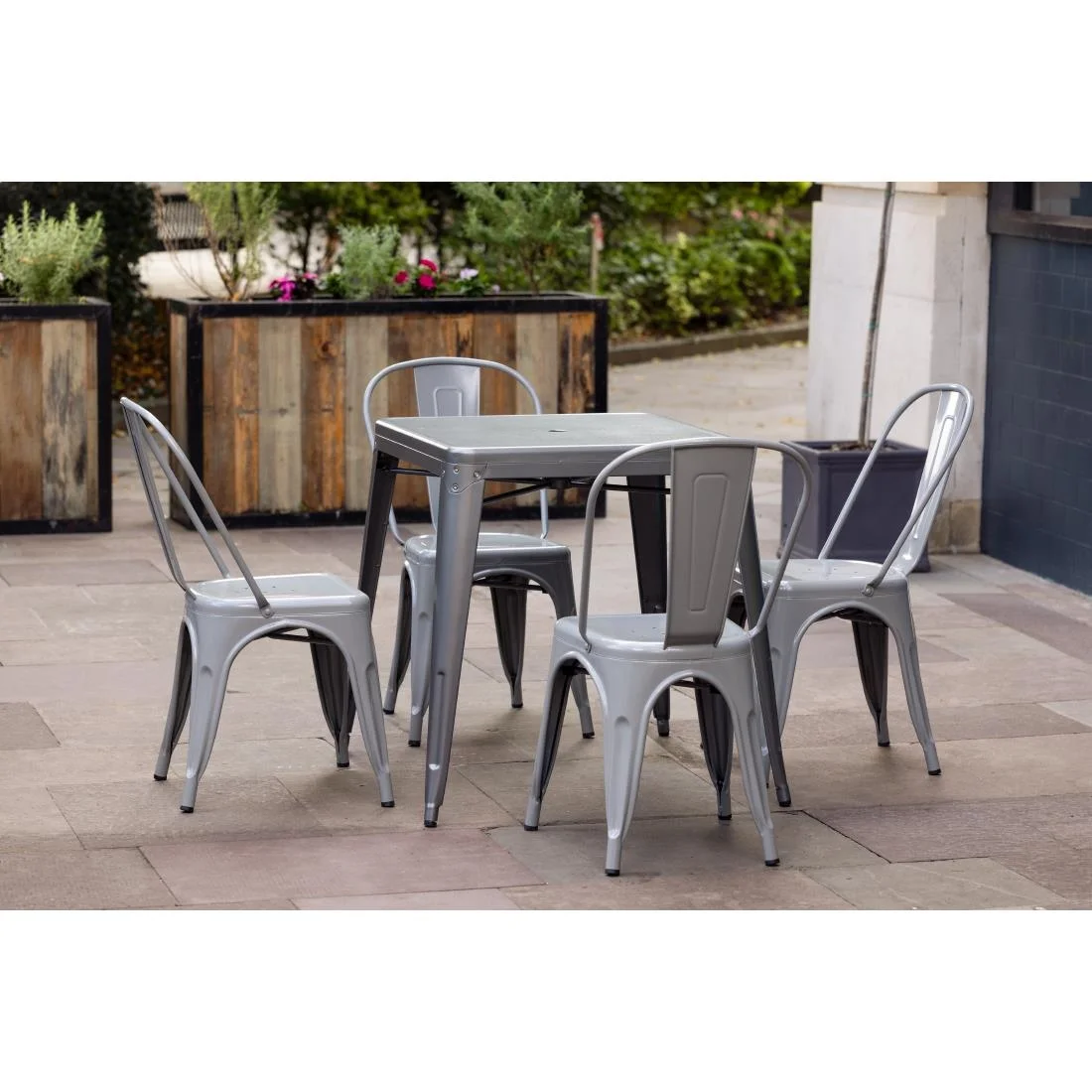 Bolero Bistro Square Steel Table Gun Metal 668mm - Image 12