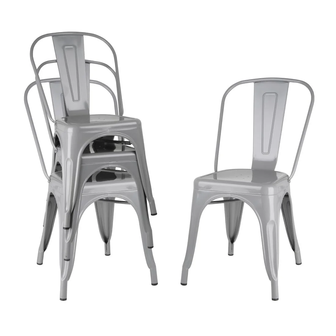 Bolero Bistro Steel Side Chairs Grey (Pack of 4) - Image 10