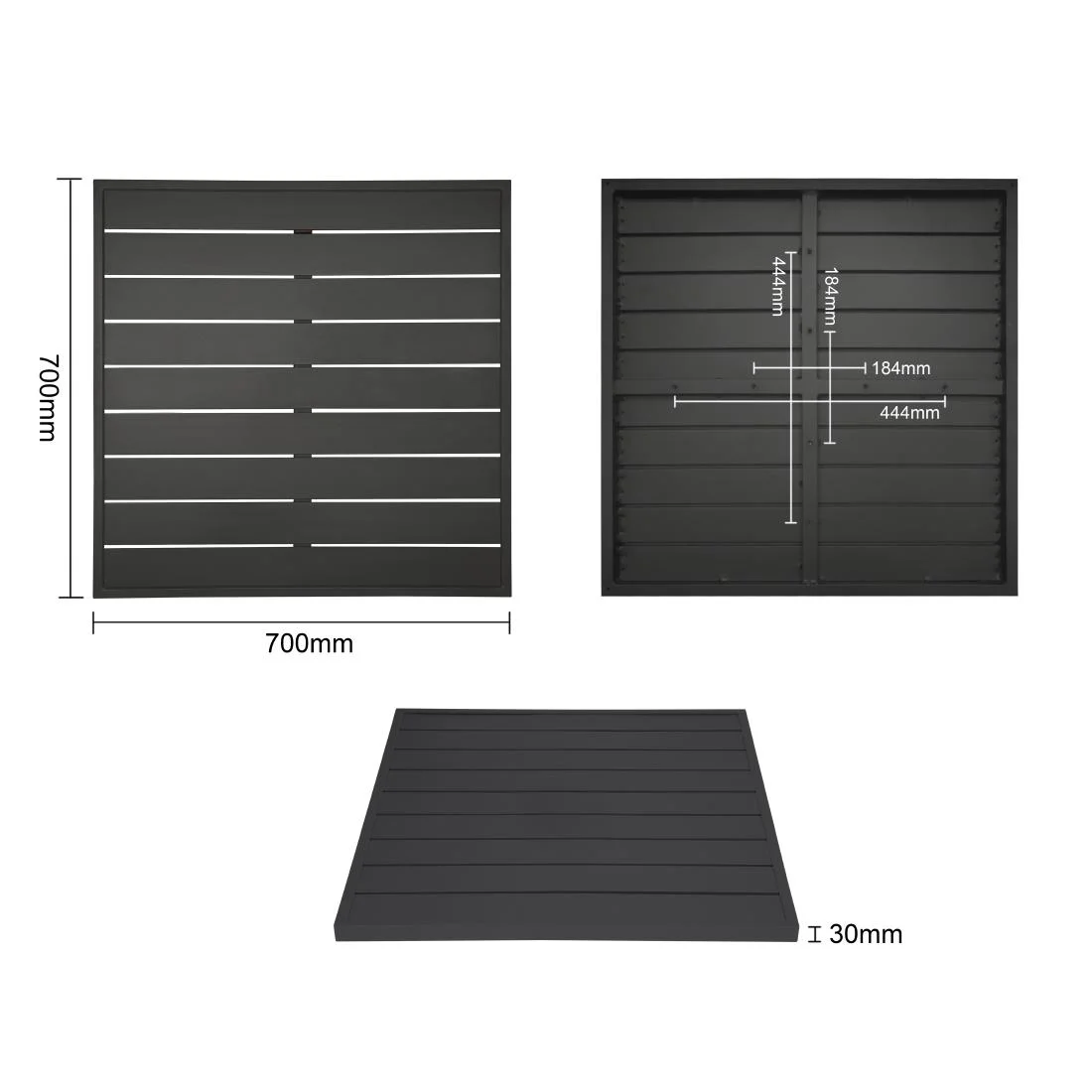 Bolero Aluminium Square Table Top Black 700mm - Image 8