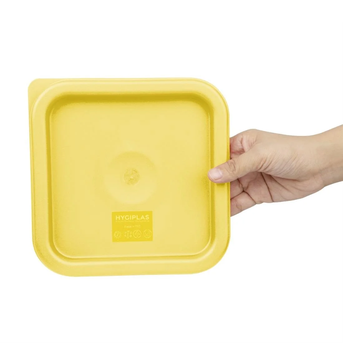 Hygiplas Polycarbonate Square Food Storage Container Lid Yellow - Image 5