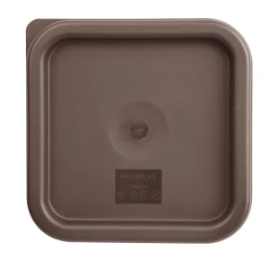 Hygiplas Polycarbonate Square Food Storage Container Lid Brown
